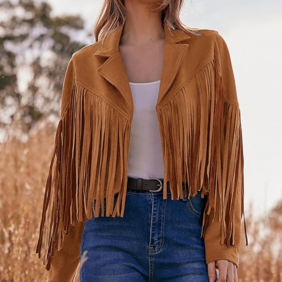 Prettygarden faux suede women's fringe jacket - Picture 1 of 3